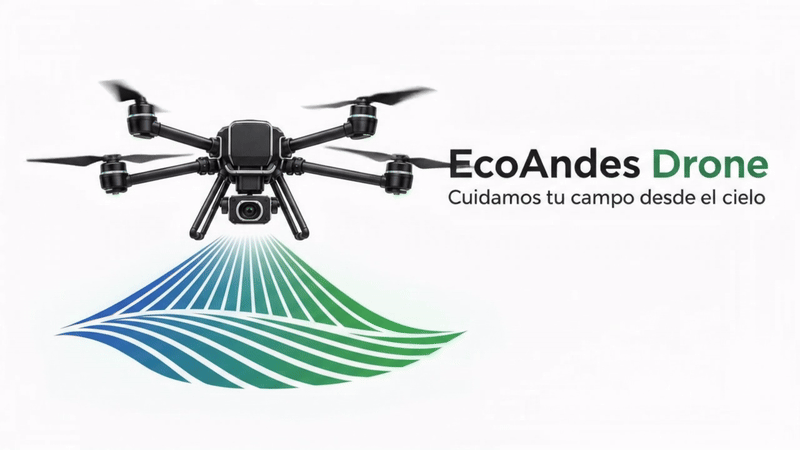 Logotipo animado EcoAndes Drone con hélices en movimiento